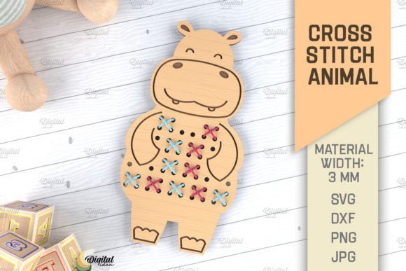 Cross Stitch Animals LaserCut Hippo SVG Review