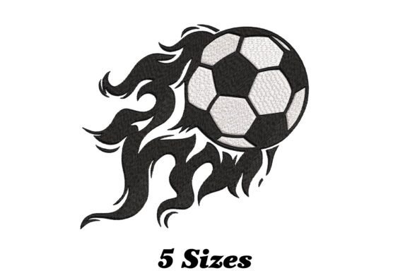 Soccer Ball on Fire Embroidery Design